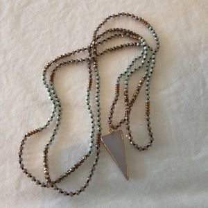 Multicolored beaded long necklace with pendant